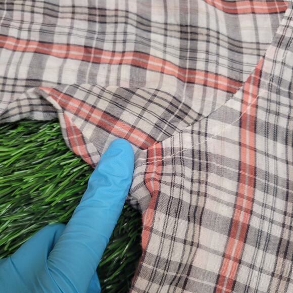 Vintage 70s Wrangler Plaid Western Pearl Snap Shirt XL 17.5  USA Dacron - Picture 3 of 11